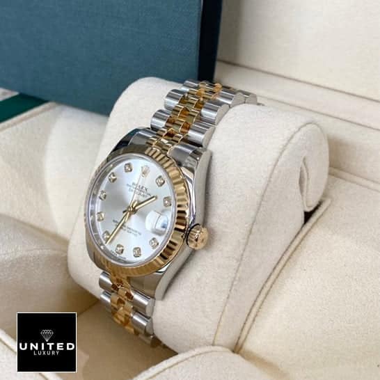 Rolex Datejust 16233 Stainless Steel Case Gold Crown Pusher