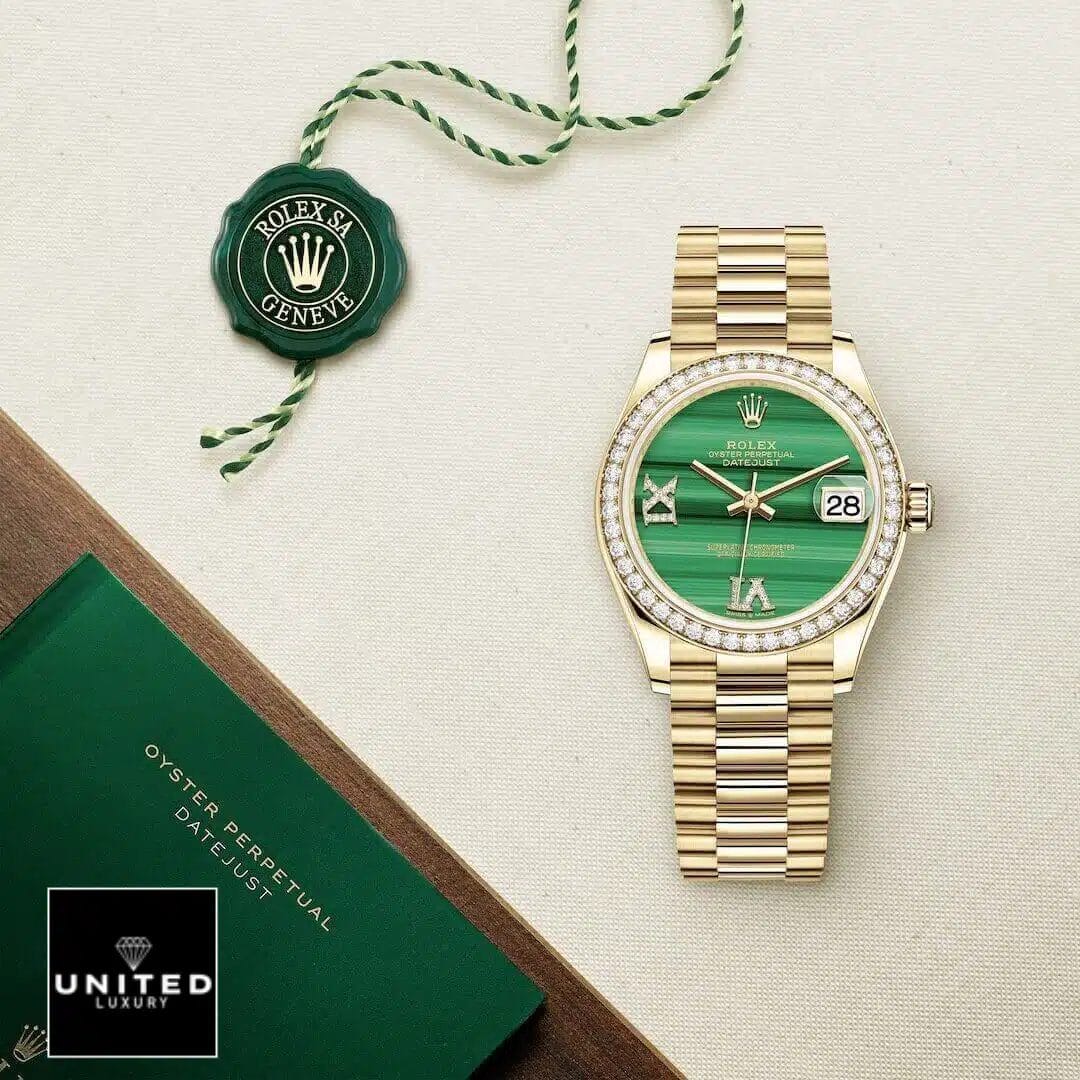 Rolex Datejust 31 278278-0004 diamond green dial and warranty card
