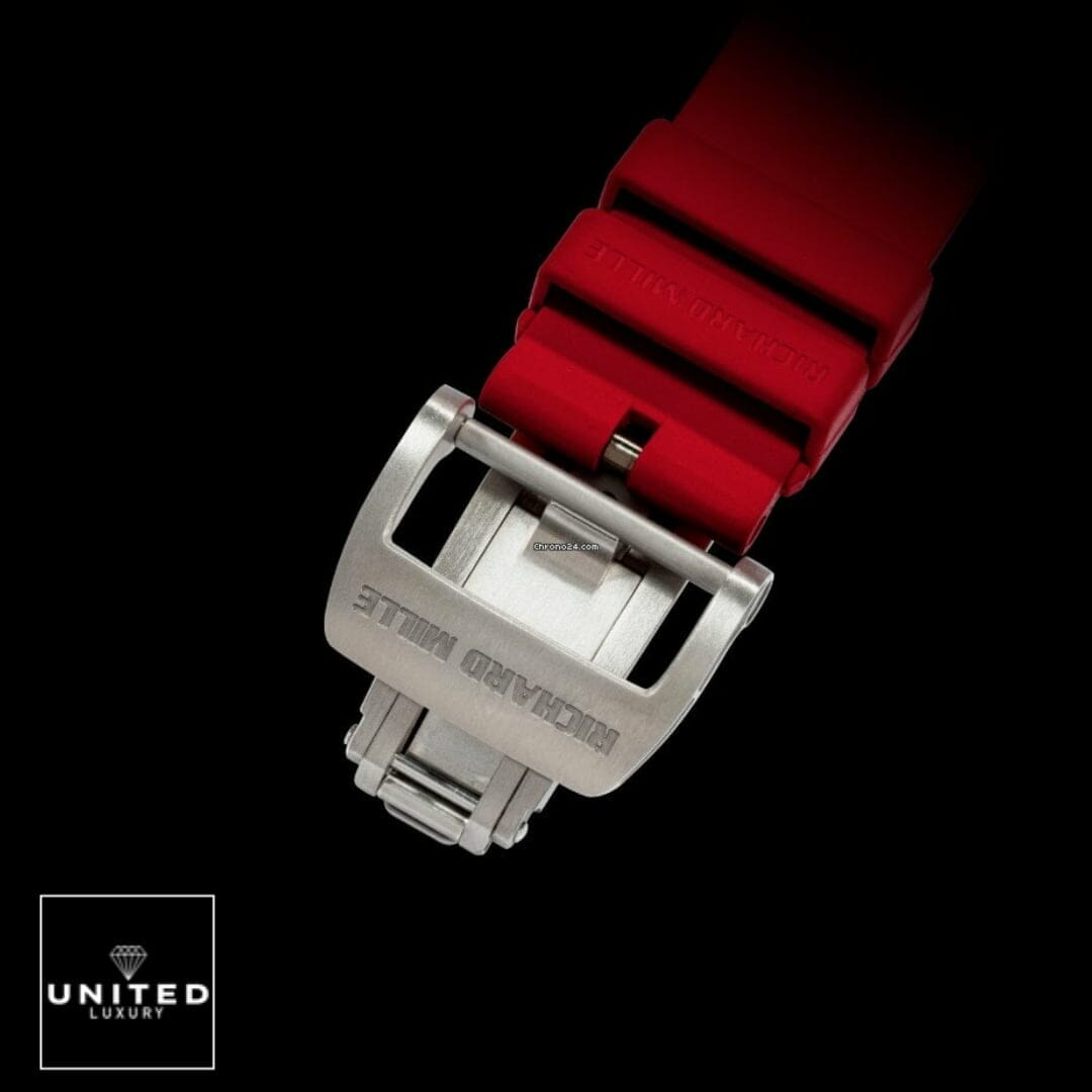 Richard Mille Red Rubber Bracelet Replica stainless steel clasp black background