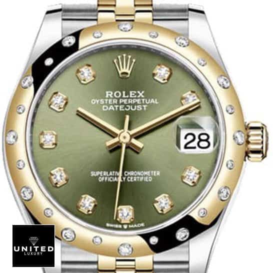 Rolex Datejust 278273 Yellow Gold Olive Green Set With Diamonds Dial Replica