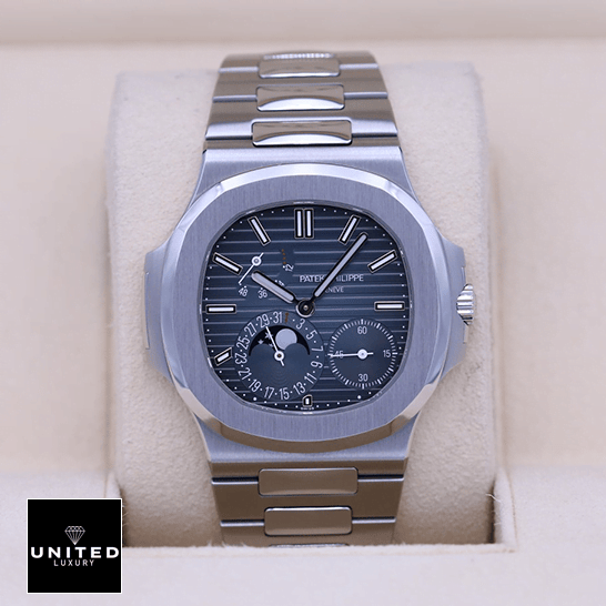Patek Philippe 57121A-001 Nautilus Steel Blue Dial Moon Phase Replica in the box