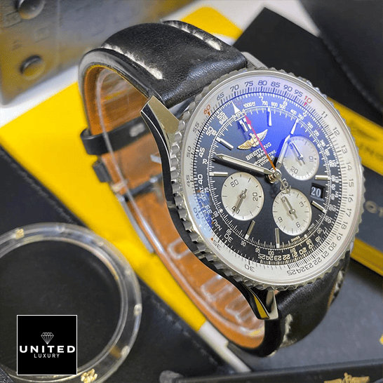 Breitling Navitimer Black Chronograph Black Dial Replica on the stand