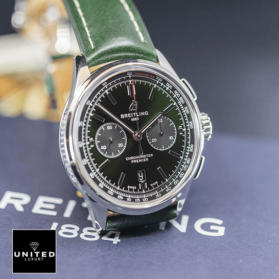 Breitling Premier Green Chronograph 42 Green Dial Replica on the box
