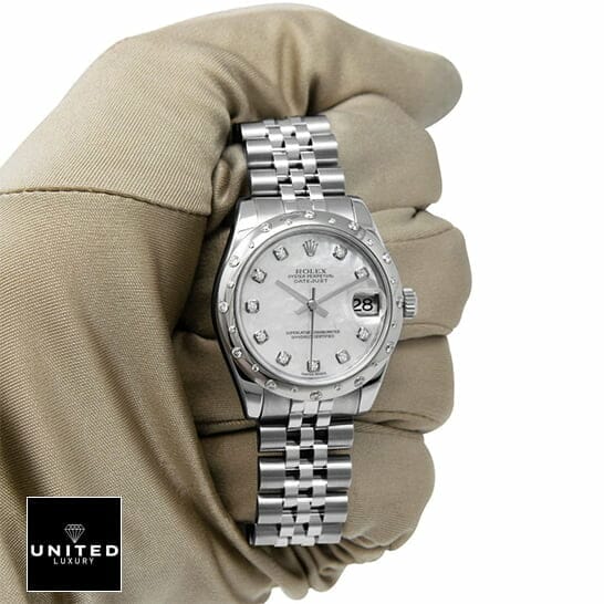Rolex Diamond Ladies Datejust 31mm Replica on the in gloved hand