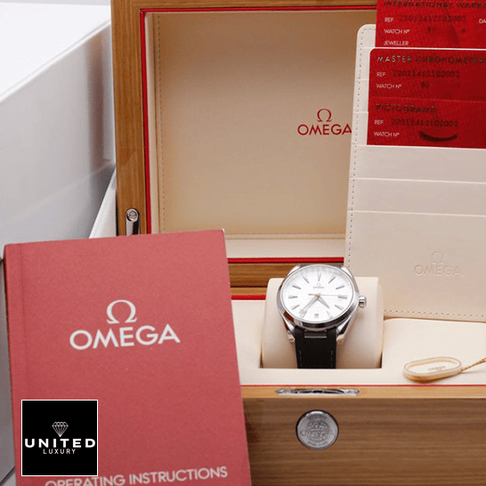 Omea 220.12.41.21.02.002 White Dial Black Leather Bracelet Replica in the box
