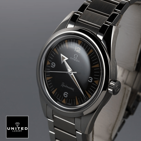 Omega Seamaster 220.10.38.20.01.002 Black Dial Replica side view gray background