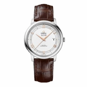 omega-de-ville-prestige-white-dial-brown-leather-replica-watch