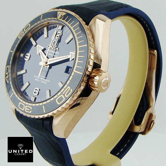 Omega Seamaster Planet Ocean Steel Blue Dial Replica side view
