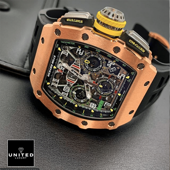 Richard Mille RM-011-03 Rose Gold Flybac Replica crown / push button