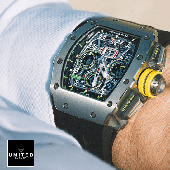 Richard Mille RM01103 Titane Flyback Hand Replica on the man wrist