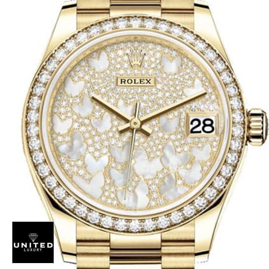 Rolex Datejust 278288RBR-0011 Yellow Gold And Diamond Automatic Butterfly Dial Replica