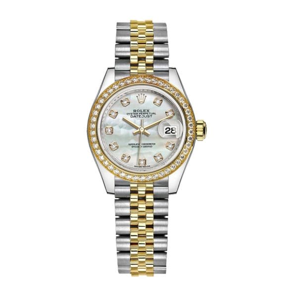 rolex-datejust-28mm-279383rbr-yellow-gold-steel-automatic-mother-pearl-diamond-dial
