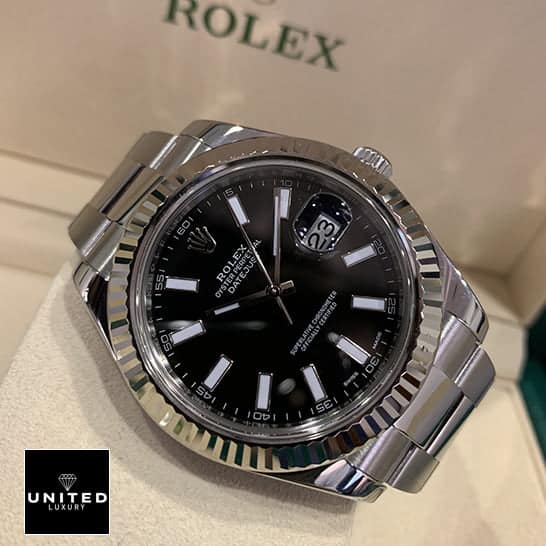 Rolex Datejust II Automatic Black Dial 116334BKSO Fluted Bezel Replica in the box