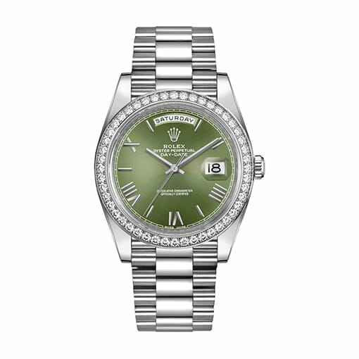 rolex-day-date-green-dial-diamond-bezel-steel-replica-watch