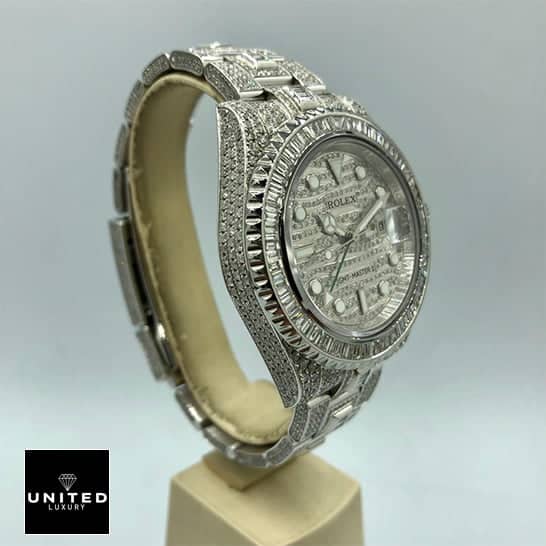 Rolex GMT-Master II Custom Diamond Set Case 116710LN Iced Out Replica left side