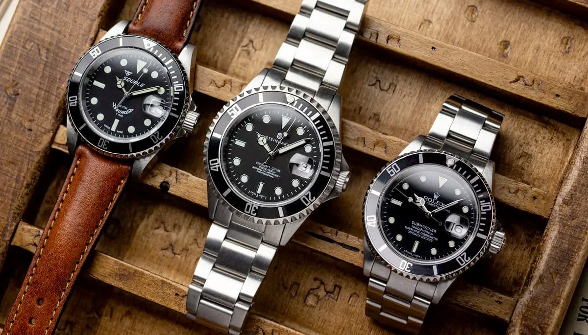 rolex replica watch models on the table