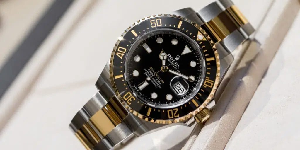 rolex sea dweller two color yellow gold and stainless steel