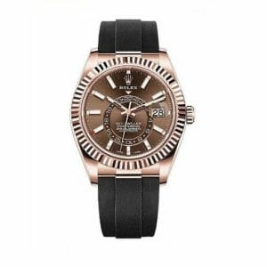 Rolex-Sky-Dweller-Chocolate-brown-dial-black-rubber-Replica-watch