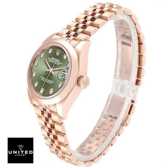 Rolex Lady-Datejust 279165-0011 Everose Gold Automatic Green With Diamond Dial Jubilee Replica