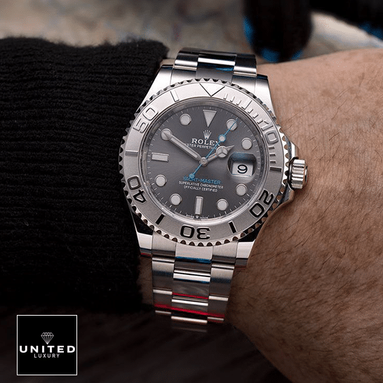 Rolex Yacht Master 116622 Steel Dial Replica on the wrist
