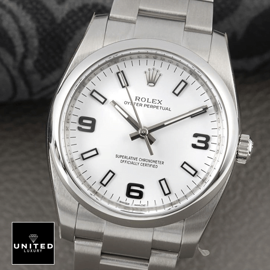Rolex Air King 114200 Stainless Steel White Dial Replica grey background