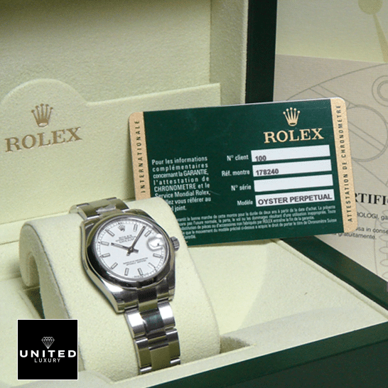 Rolex Datejust 178240 Silver White Dial Replica & Guarantee Card