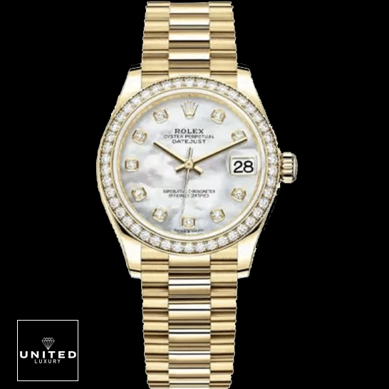 Rolex Datejust Diamond Gold 178288-0001 Mother of Pearl With Diamond Dial Replica