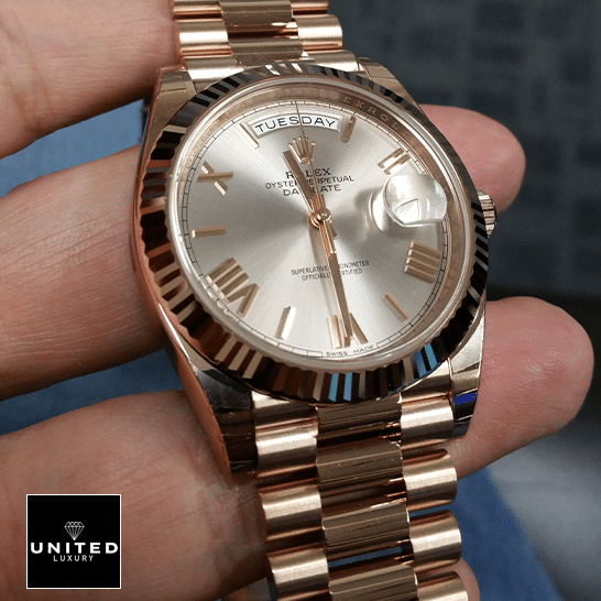Rolex Day-Date 228235 AR Stainless Steel With Rose Gold Wrapped Rhodium Dial Replica