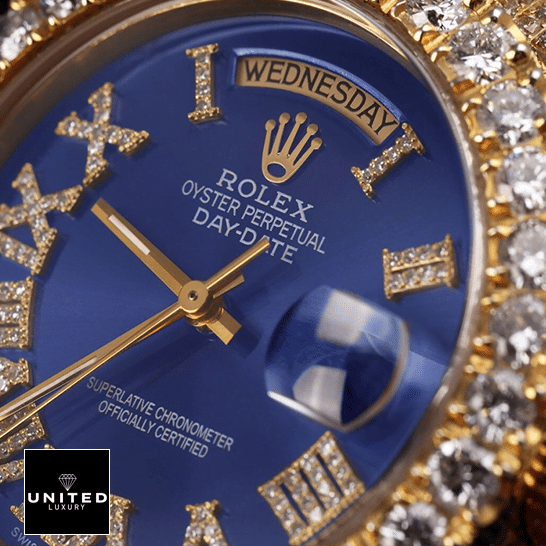 Rolex Day-Date 36 18038 Blue Dial Diamonds Romen Numerial Replica