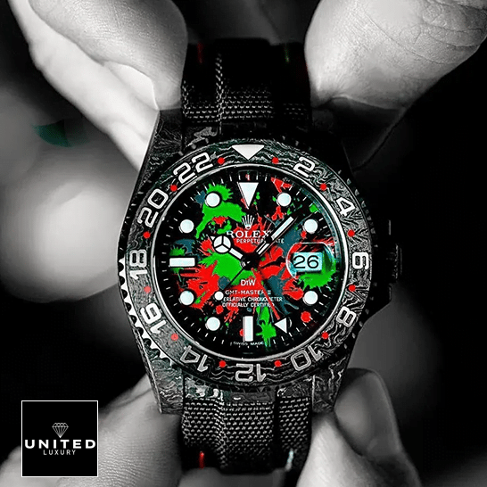 Rolex GMT-Master II Motley Black,Red,Green Dial Replica hand-held