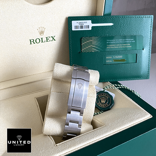 Rolex Oyster Perpetual 126000 Stainless Steel Oyster Bracelet Replica& Guarantee Card in the Green Rolex Box
